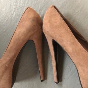 Breckelles Suede Platform Open Toe Pumps